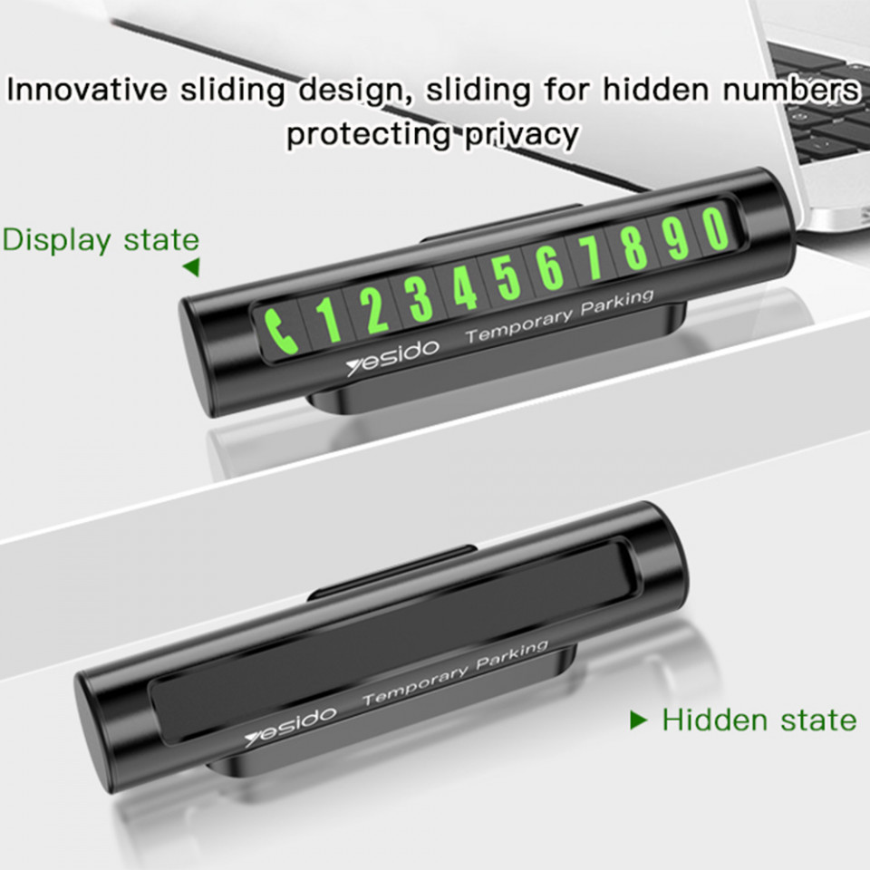 Suport numar telefon auto pentru Bord, Yesido C68 - Negru - 1 | YEO