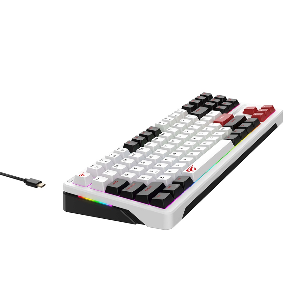 Tastatura gaming, TKL, RGB, USB-C, 200 mA, 1.8m, Havit KB902L, Negru/ Alb/ Rosu - 1 | YEO