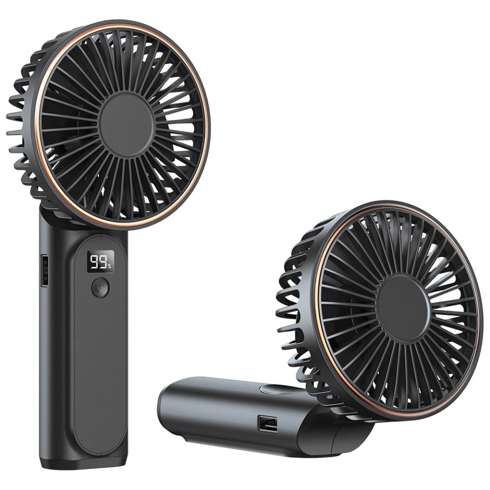 Ventilator Portabil cu Display LED, 6 Viteze, USB-C, 5000mAh, Compact si Eficient, Negru