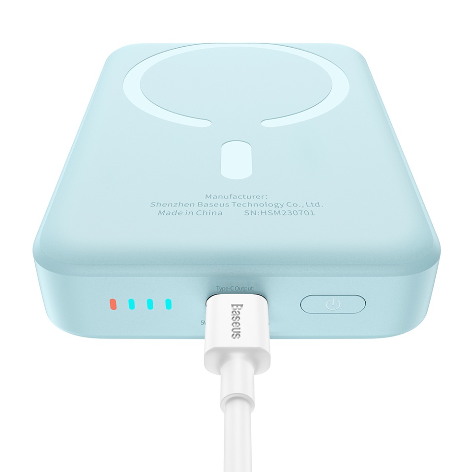 Baterie Externa, Baseus, Magnetica, Incarcare Rapida, MagSafe, USB-C, 10000mAh, 20W, Magnetic Mini, Bleu - 2 | YEO
