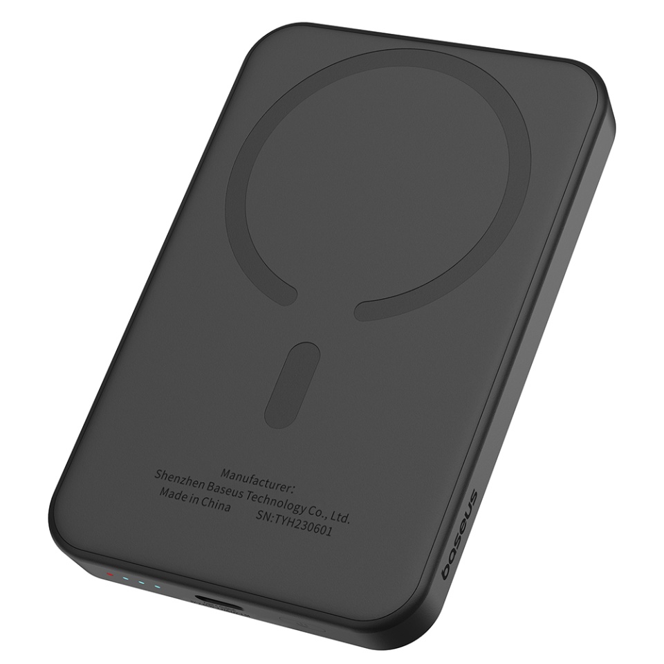 Baterie Externa, Baseus, Magnetica, Incarcare Rapida, MagSafe, USB-C, 5000mAh, 20W, Magnetic Mini, Negru - 1 | YEO