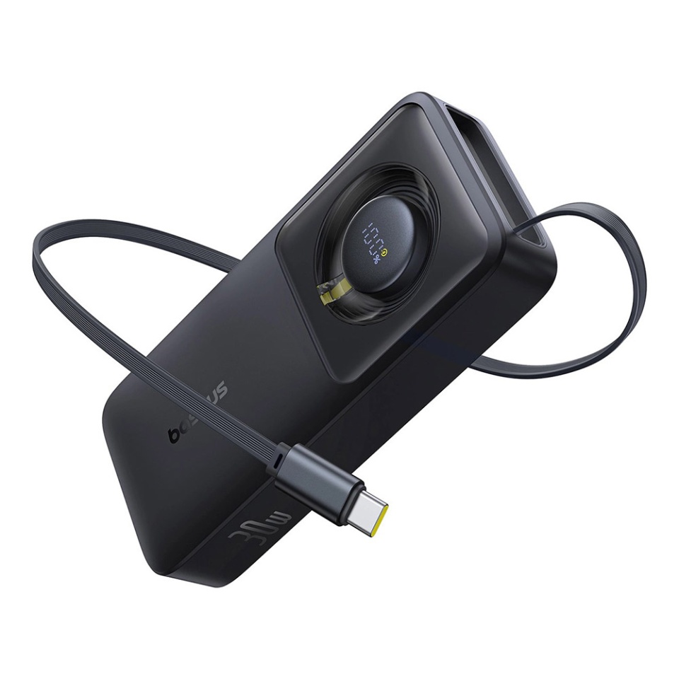 Baterie Externa Free2Pull Baseus, 10000mAh, cablu USB-C retractabil, 30W, Negru - 1 | YEO