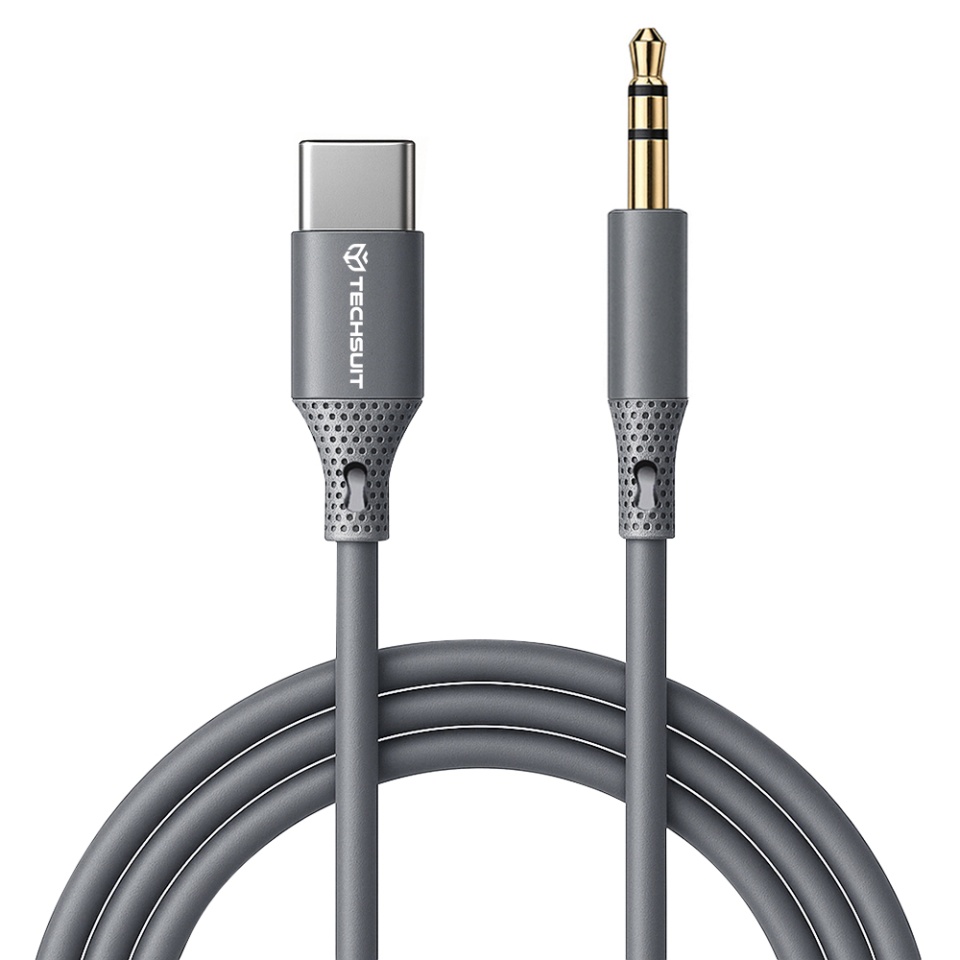 Cablu Adaptor Type-C la Jack 3.5mm AC4, SoundFleX AC4, 1m, Hi-Fi, Gri