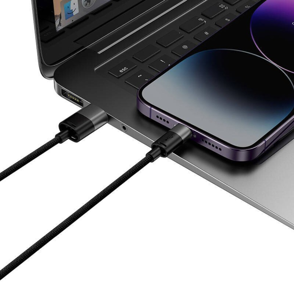 Cablu de Date 3in1 USB la Type-C, Lightning, MicroUSB, 3.5A, 0.6m, Baseus StarSpeed, Negru - 2 | YEO