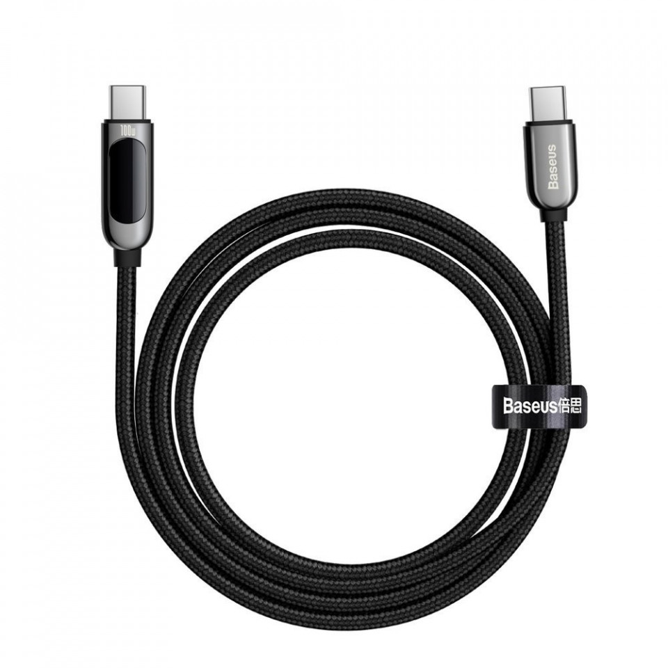 Cablu de date Type-C la Type-C, 100W, 1m, Baseus Display (CATSK-B01) - Negru - 2 | YEO