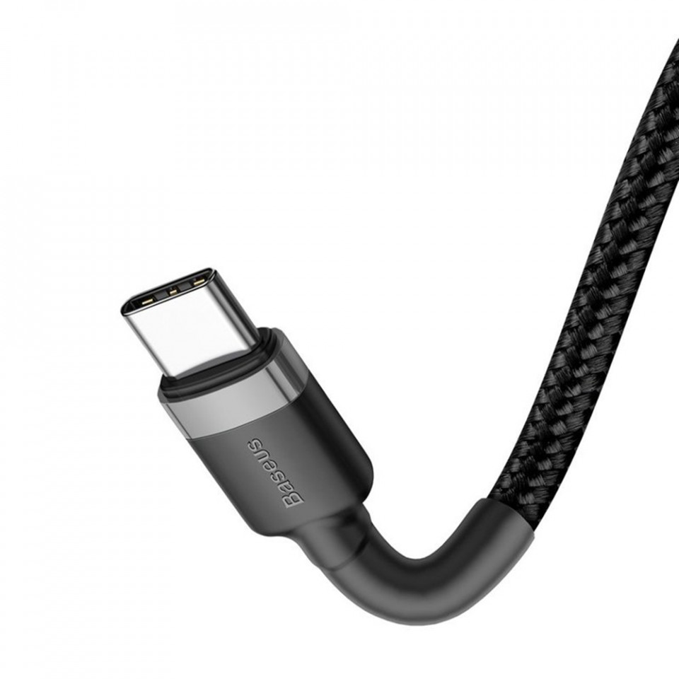 Cablu de Date Type-C la Type-C 480Mbps, PD2.0, 60W, 3A, 1m - Baseus Cafule (CATKLF-GG1) - Black - 1 | YEO
