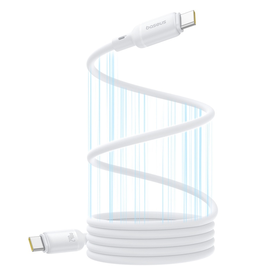 Cablu de date Type-C la Type-C, Fast Charging, 480Mbps, Silicone, 1m, Baseus Data Cable PicoGo, Alb - 2 | YEO