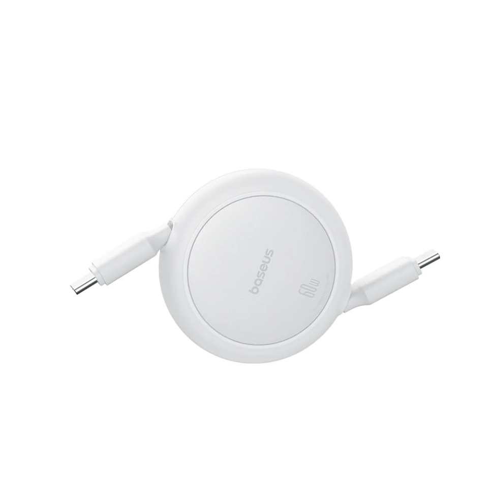 Cablu de Incarcare / Date Retractabil Type-C la Type-C, 60W, 1m, Baseus, Free2Pull Mini, Alb - 3 | YEO