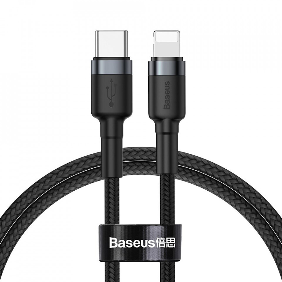Cablue de date Type-C la Lightning, PD 18W, 1m, Cafule Baseus - Gri Negru