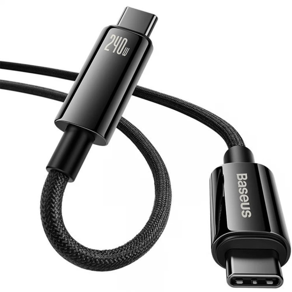 Cablue de Date Type-C la Type-C 240W, Fast Charging, 3m, Baseus Tungsten Gold, Negru - 1 | YEO