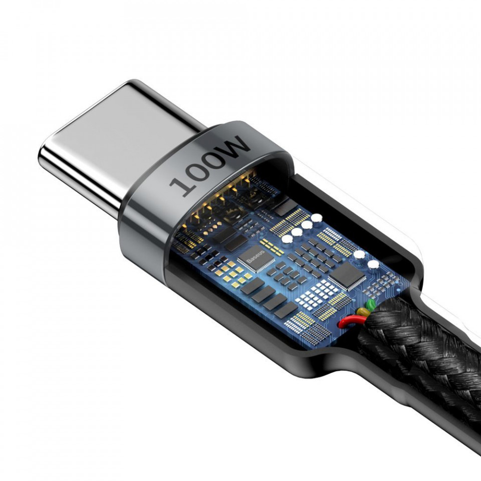 Cablue de date USB la Type-C, PD 2.0, 100W, 2m, Cafule Baseus (CATKLF-ALG1) - Gri Negru - 3 | YEO
