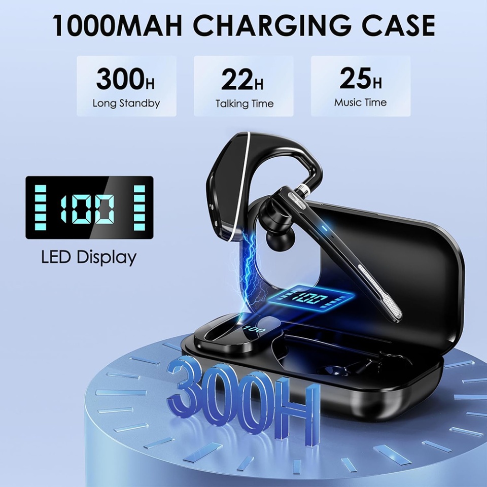 Casca Bluetooth, Headset Hearyo A6L, 5.3 HandsFree cu ENC, Dual-Mic, 1000mAh si 96h autonomie, Negru - 3 | YEO