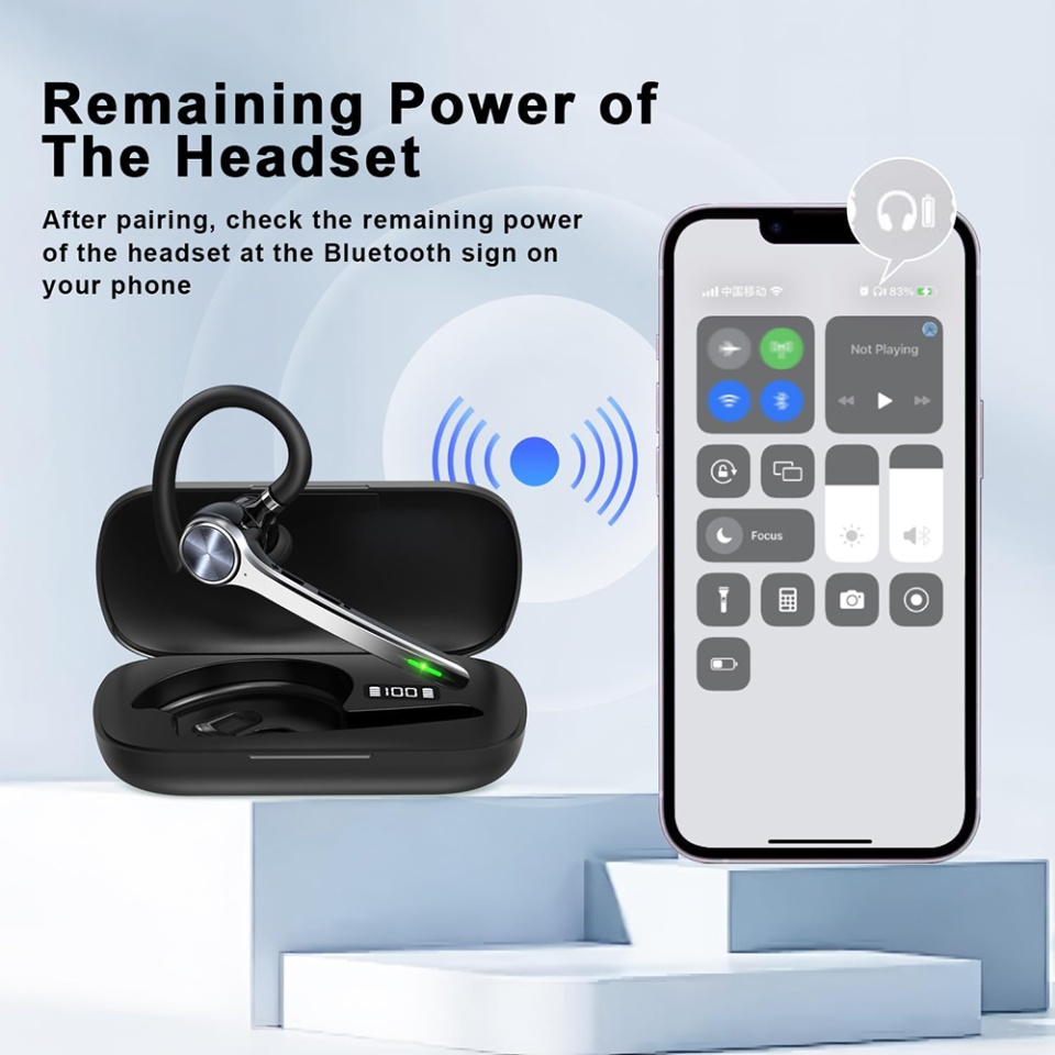 Casca Bluetooth, Headset NeXound G7, 5.1 HandsFree cu ENC, LED, Qualcomm, 72h autonomie, Negru - 1 | YEO
