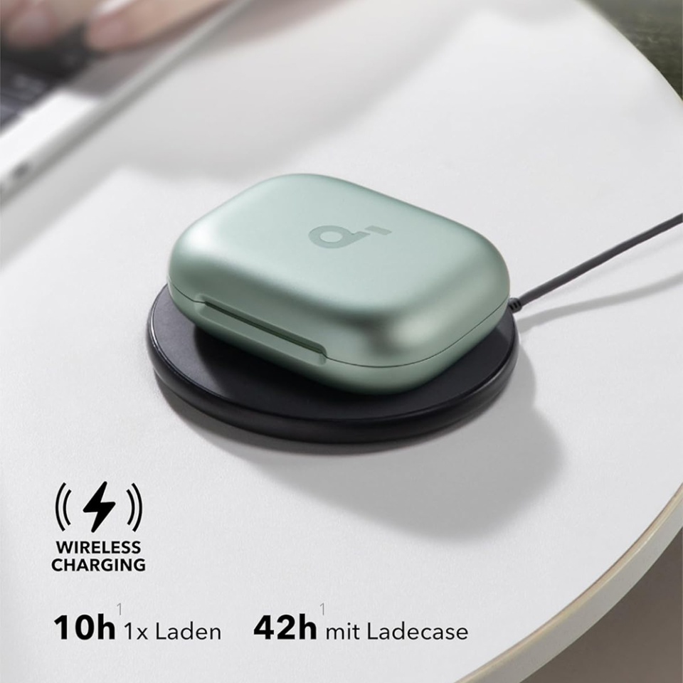 Casti Bluetooth Wireless, Anker SoundCore AeroFit 2, Casti fara Fir, Bluetooth 5.4, TWS, USB-C, cu dock de incarcare, Rezistente la Praf IP55, Verde - 2 | YEO