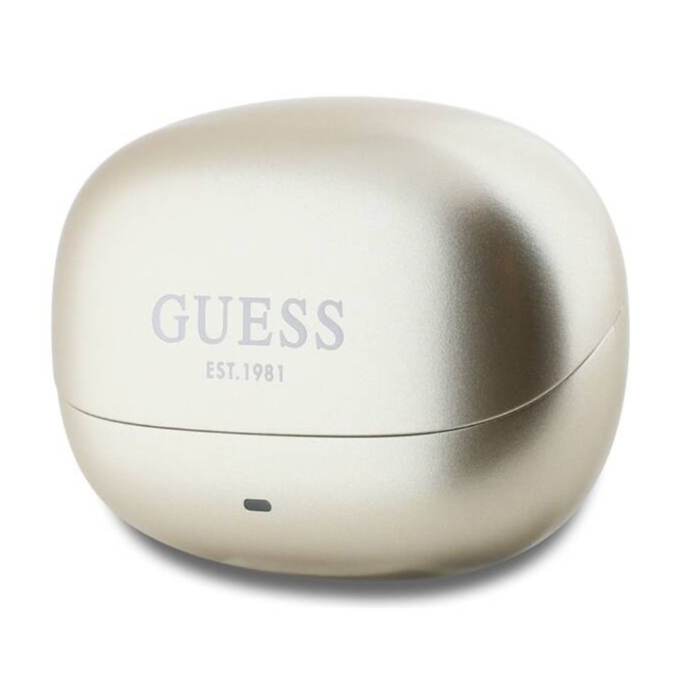 Casti Bluetooth Wireless, GUESS Wireless Earbuds Printed Logo GUTWST88, Casti fara Fir, Bluetooth 5.3, TWS, USB-C, cu dock de incarcare, Rezistente la Praf IPX6, Auriu - 2 | YEO