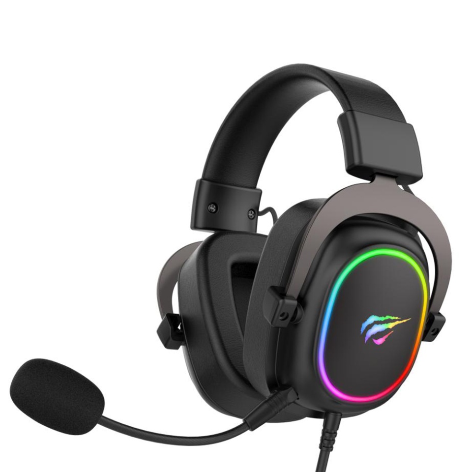 Casti gaming RGB cu Microfon, 53mm, Jack 3.5mm, Cablu 2m, Havit H2002P, Negru