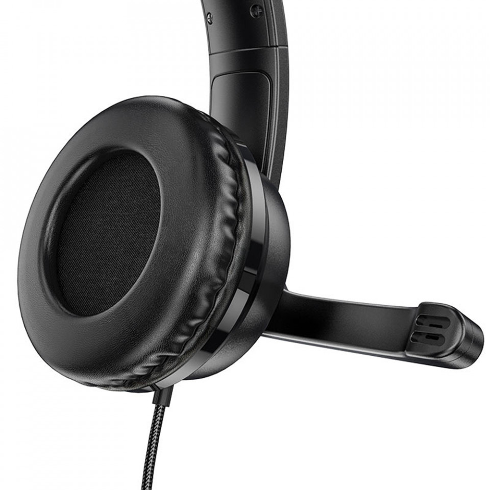 Casti On-Ear cu fir (W103) de Gaming, Jack 3.5mm cu microfon, 2m, HOCO - Negru - 3 | YEO