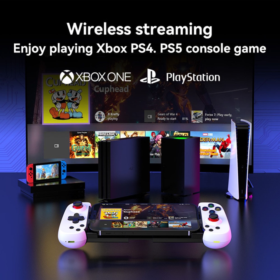 Controller Wireless Multiplatforma D6 DP, iOS/Android/PC/PS4/Switch, set cu sticker, Alb - 3 | YEO