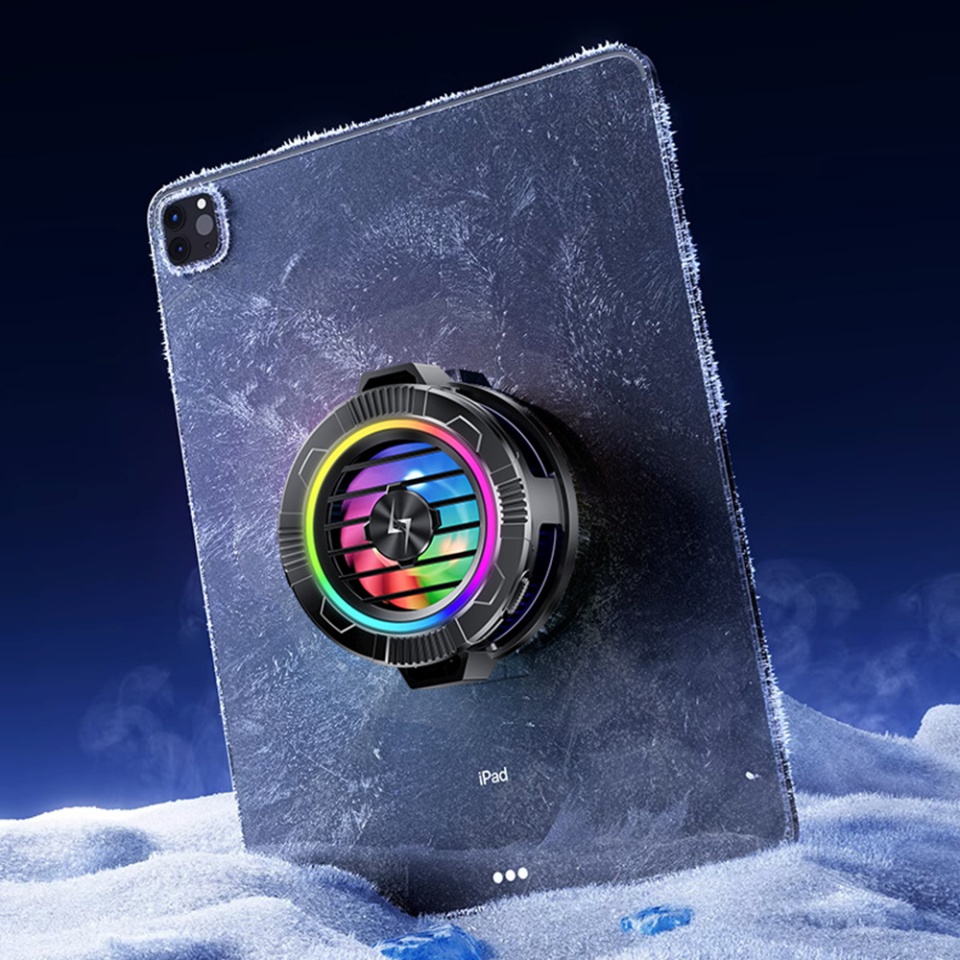 Cooler magnetic pentru telefon, Cu Lumini RGB, detasabil, Racire rapida si zgomot redus, Universal, set cu sticker, Negru - 5