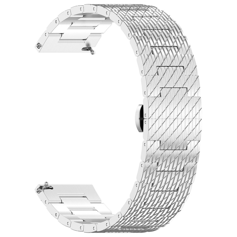 Curea Otel Inoxidabil pentru Samsung Galaxy Watch 4/5/Active 2, Huawei Watch GT 3 (42mm)/GT 3 Pro (43mm), 20mm, SKDR BandPro W052 - Argintiu
