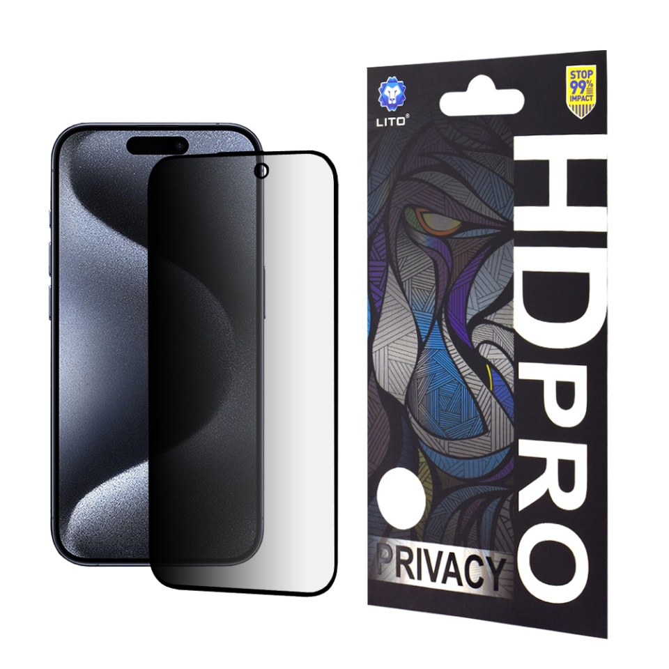 Folie de Sticla iPhone 15 Pro, Sticla Securizata, Lito, HD Pro, Privacy