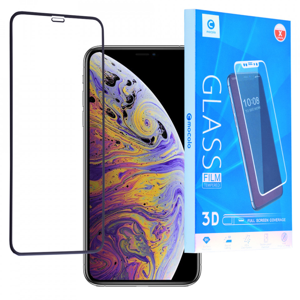 Folie de sticla iPhone XS Max / 11 Pro Max, 3D Full Glue MOCOLO - Negru