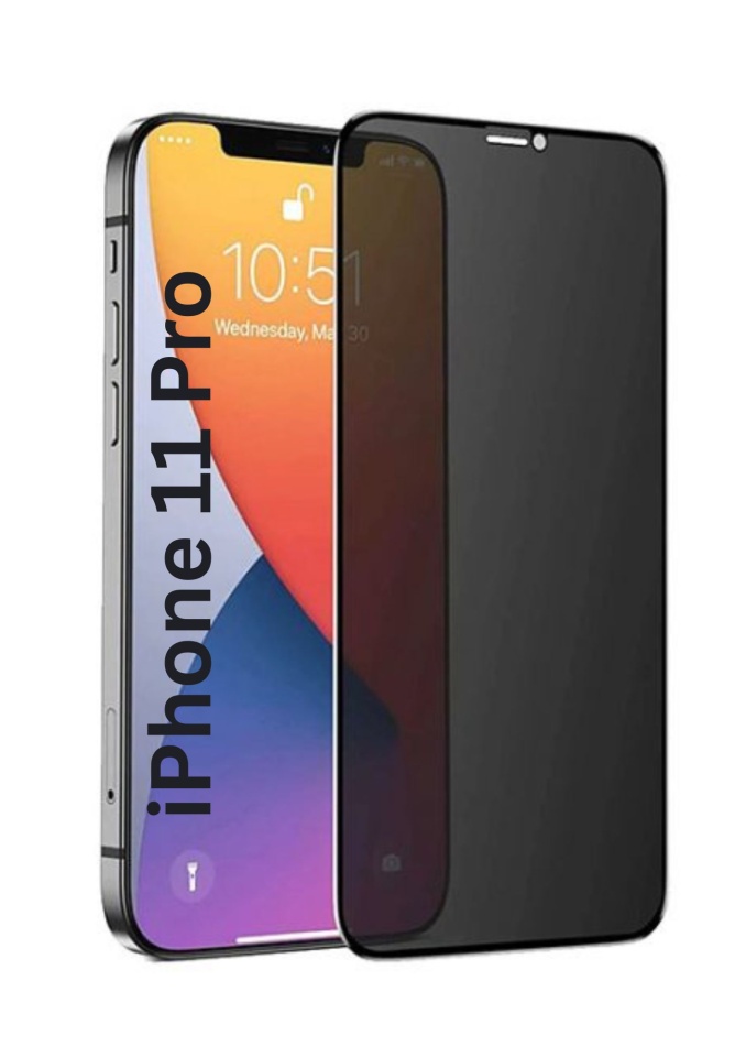 Folie pentru iPhone 11 Pro / X, iPhone 10 / XS, Anti-spy Ultra HD, Protectie 9H, Montare Simplă, 111D, Privacy, set cu sticker