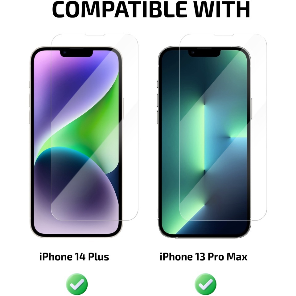 Folie pentru iPhone 13 Pro Max / 14 Plus, SKYDDAR INNOVATION, Protectie 9H, 0.3mm, Clear Vision, set cu sticker, Transparent - 1 | YEO