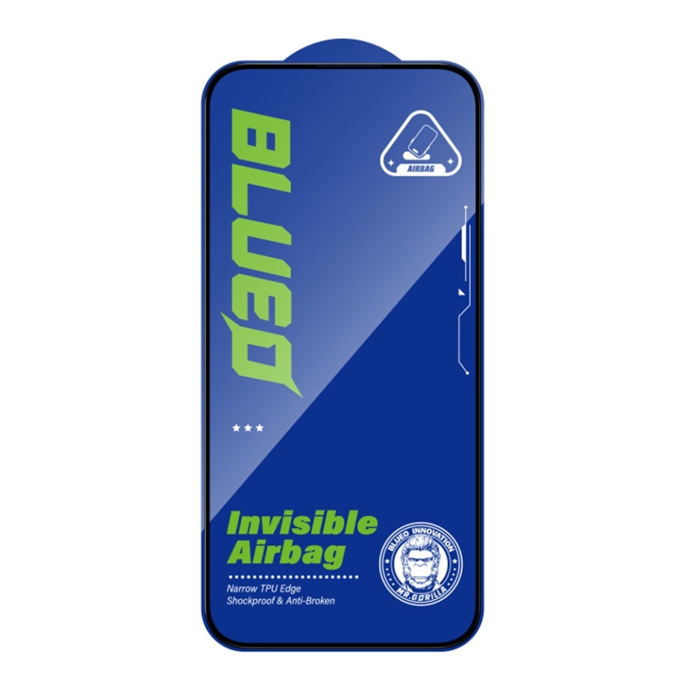 Folie pentru iPhone 14 Pro Max / iPhone 15 Plus / iPhone 16 Plus, Sticla Securizata Blueo 3D Invisible Airbag, Anti-Soc, Anti-Amprente, Negru - 2 | YEO