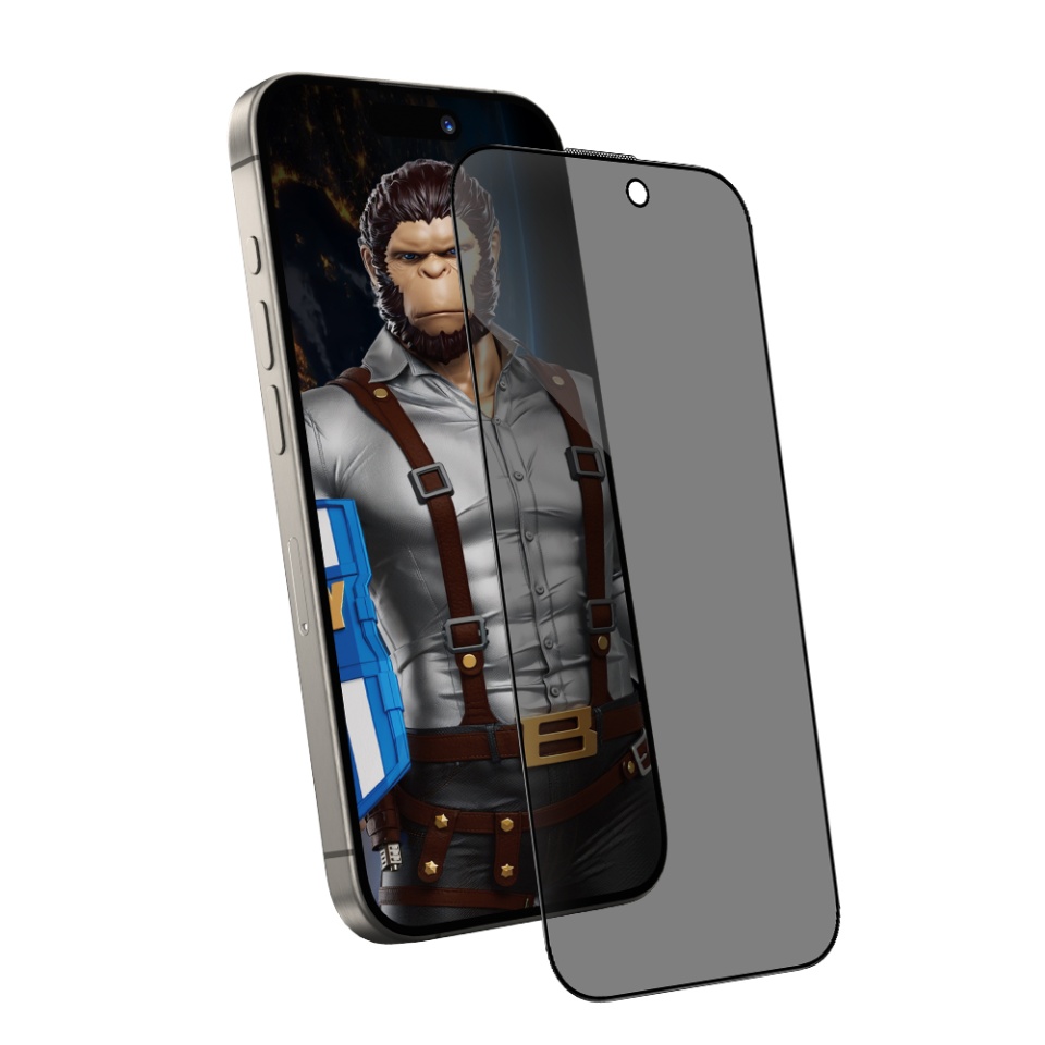 Folie pentru iPhone 15 Pro Max, Blueo, Sticla Securizata, Ultra HD, Anti-Peep Privacy Glass, Privacy - 1 | YEO
