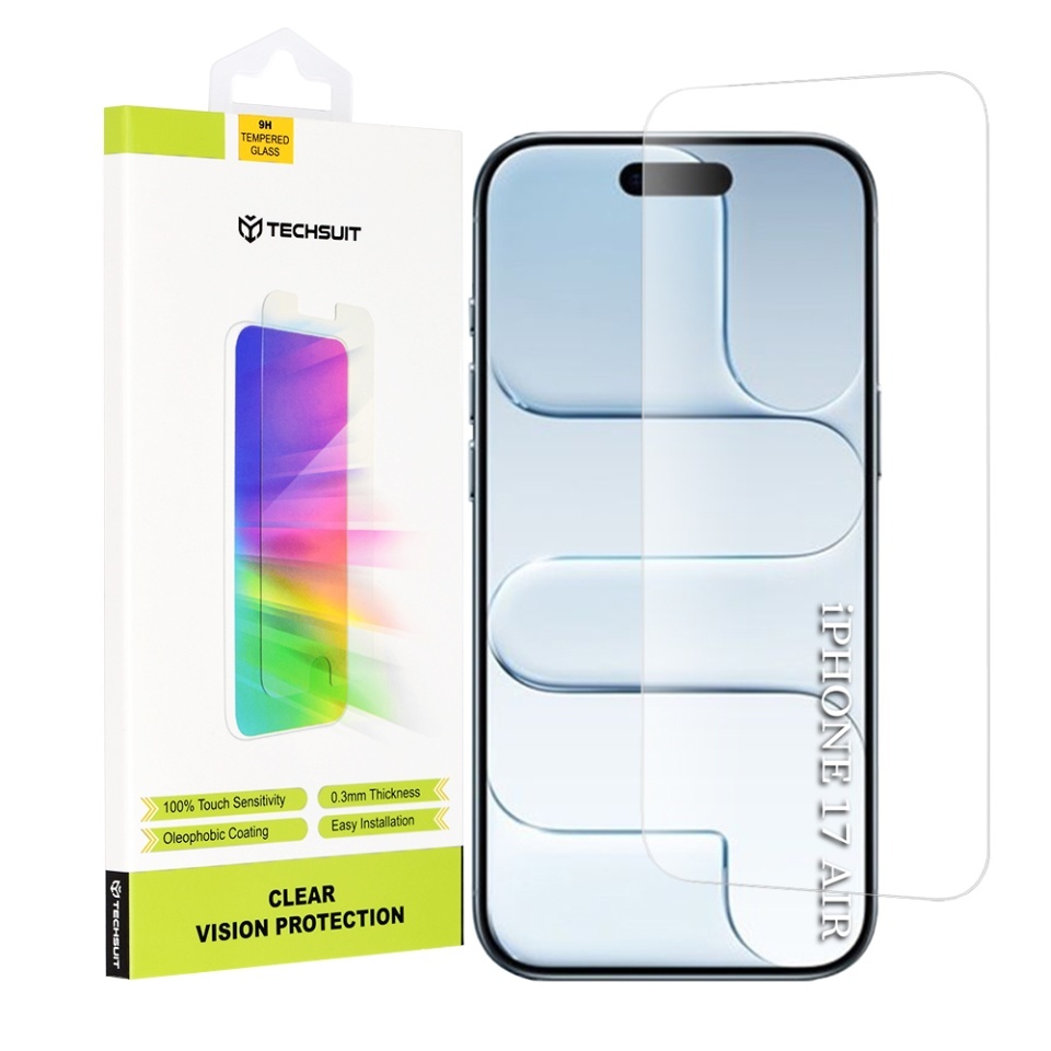 Folie pentru iPhone Air, SKYDDAR INNOVATION, Protectie 9H, 0.3mm, Clear Vision, set cu sticker, Transparent