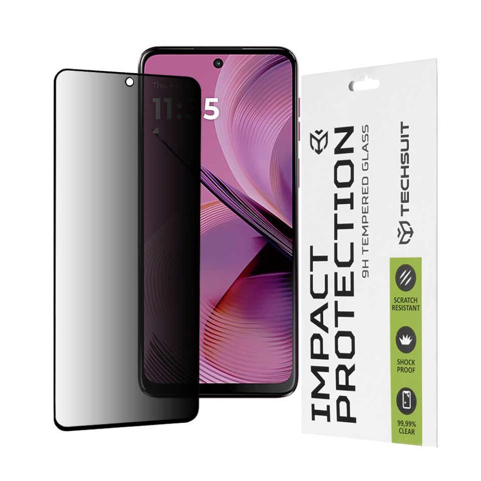 Folie pentru Motorola Moto G55, Anti-spy Ultra HD, Protectie 9H, Montare Simplă, 111D, Privacy, set cu sticker