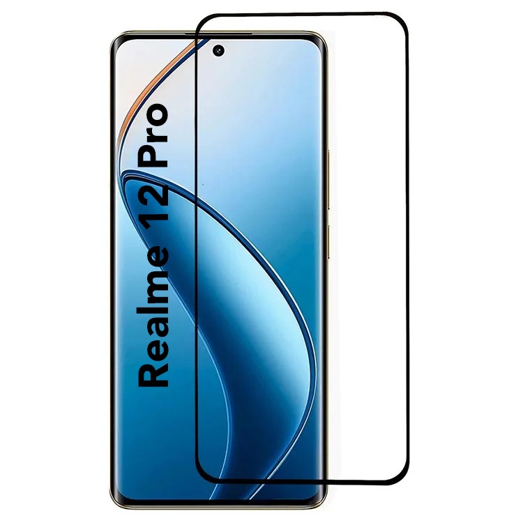 Folie pentru Realme 12 Pro / 12 Pro+, Ultra HD, Protectie 9H, Montare Simplă, SKYDDAR 111D - Black Frame
