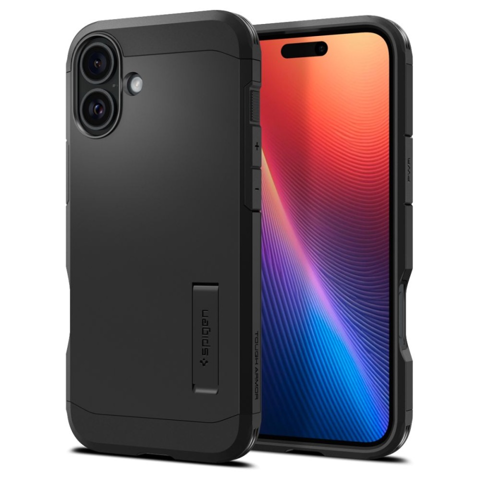 Husa Antisoc iPhone 16, Spigen Tough Armor - Negru