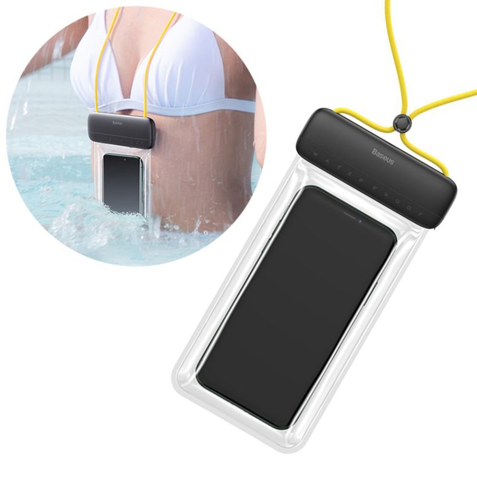Husa de Telefon Waterproof Universala, Baseus ACFSD-D24, IPX8 adancime 30m, Negru;galben