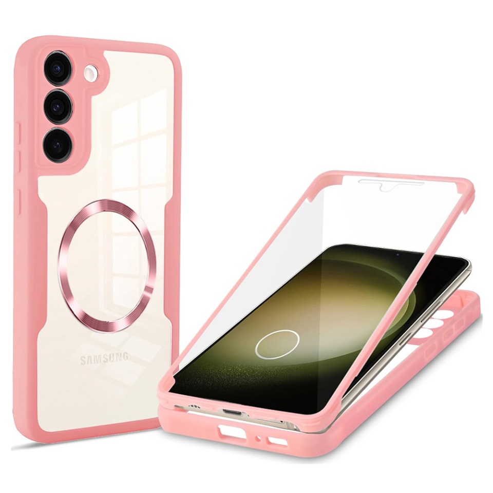 Husa + Folie pentru Samsung Galaxy S23 Plus, SKYDDAR INNOVATION, [Pachet 360°] ColorVerse MagSafe, set cu sticker, Roz