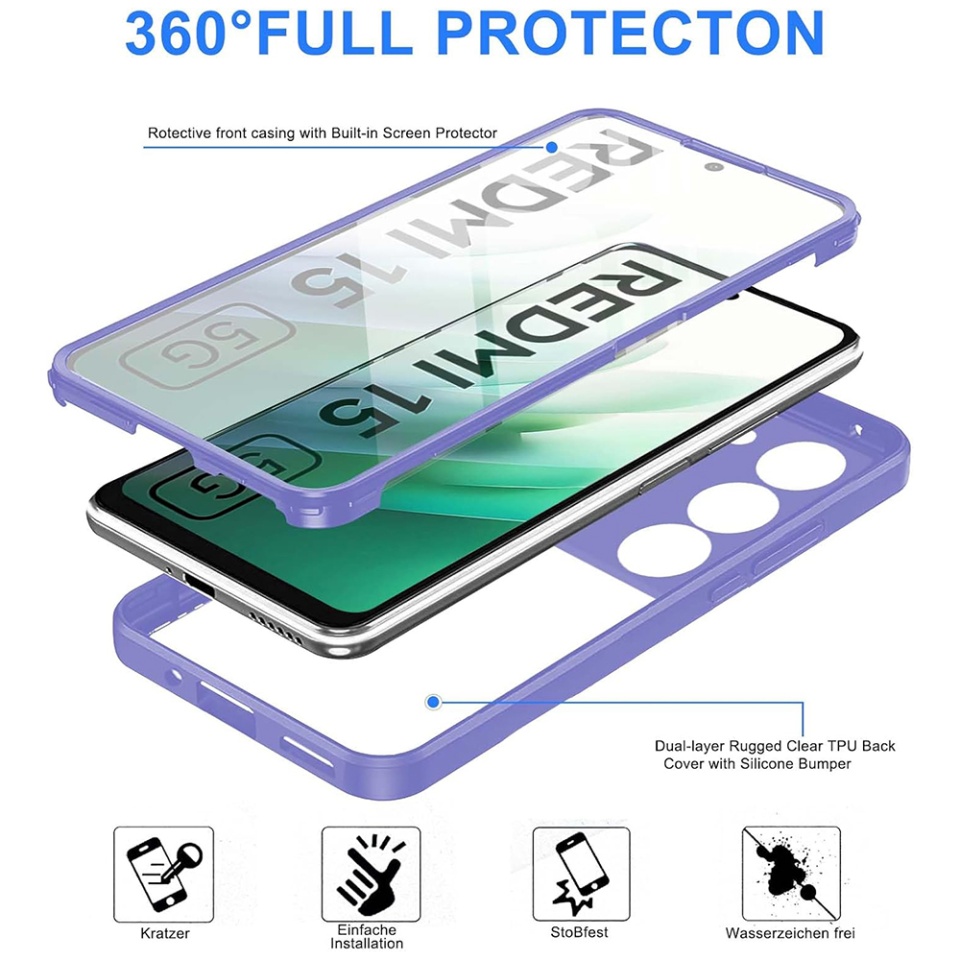 Husa + Folie pentru Xiaomi Redmi 15 5G / Redmi 15 4G, SKYDDAR INNOVATION, [Pachet 360°] ColorVerse, set cu sticker, Roz - 3 | YEO