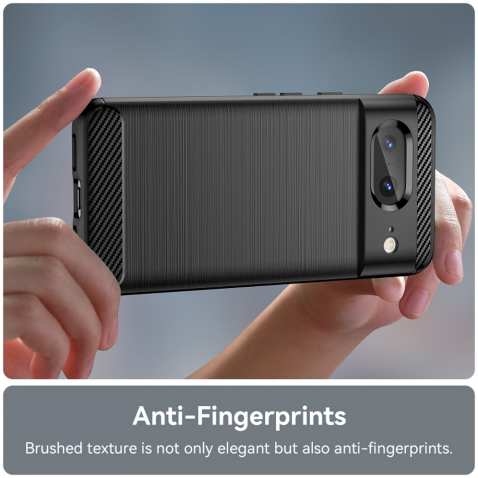 Husa Google Pixel 8 din silicon, Slim, cu textură Fibra Carbon - Negru - 2 | YEO