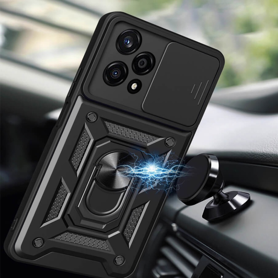 Husa Honor 200 cu inel magnetic si protectie camera Skyddar CamShield - Negru - 3 | YEO