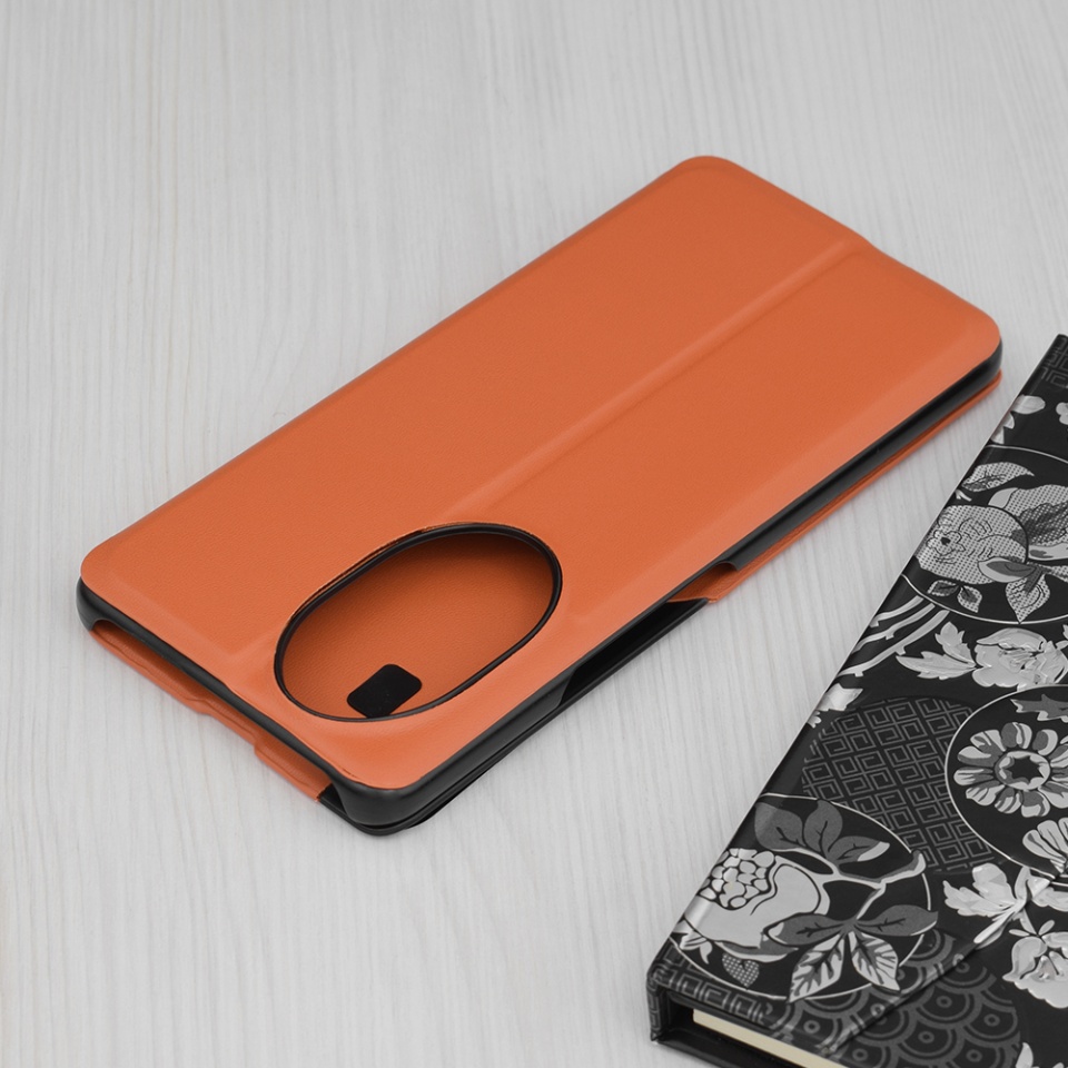 Husa Honor 200 Pro tip carte, Skyddar Eco View Leather - Portocaliu - 1 | YEO