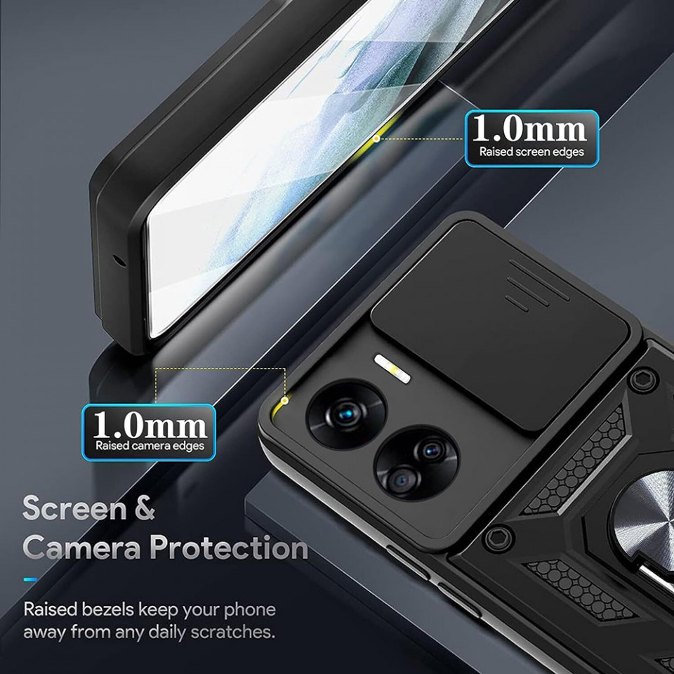 Husa Honor 90 Lite cu inel magnetic si protectie camera Skyddar CamShield - Negru - 6