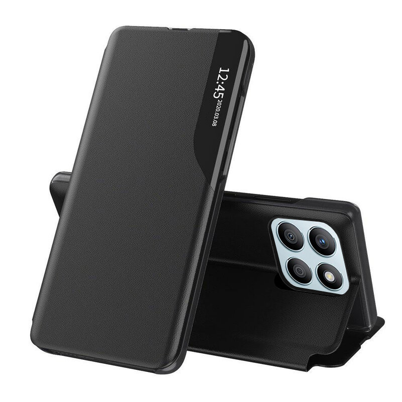 Husa Honor X8b tip carte, Skyddar Eco View Leather - Negru