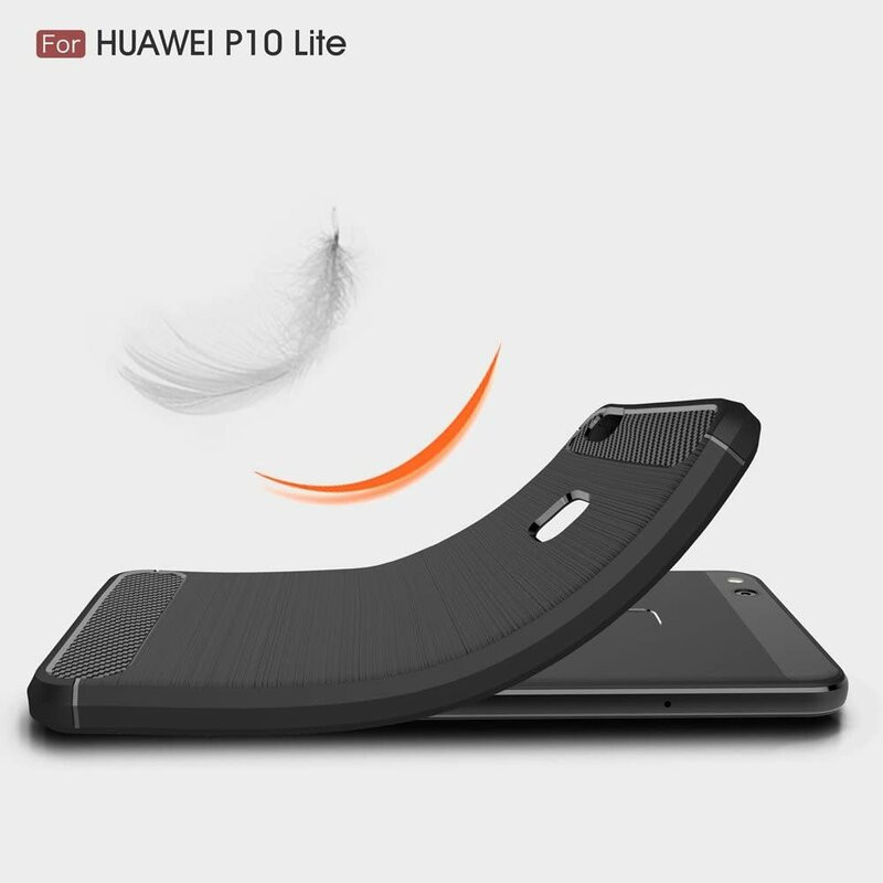 Husa Huawei P10 Lite din silicon, Slim, cu textura Fibra Carbon - Negru - 2 | YEO