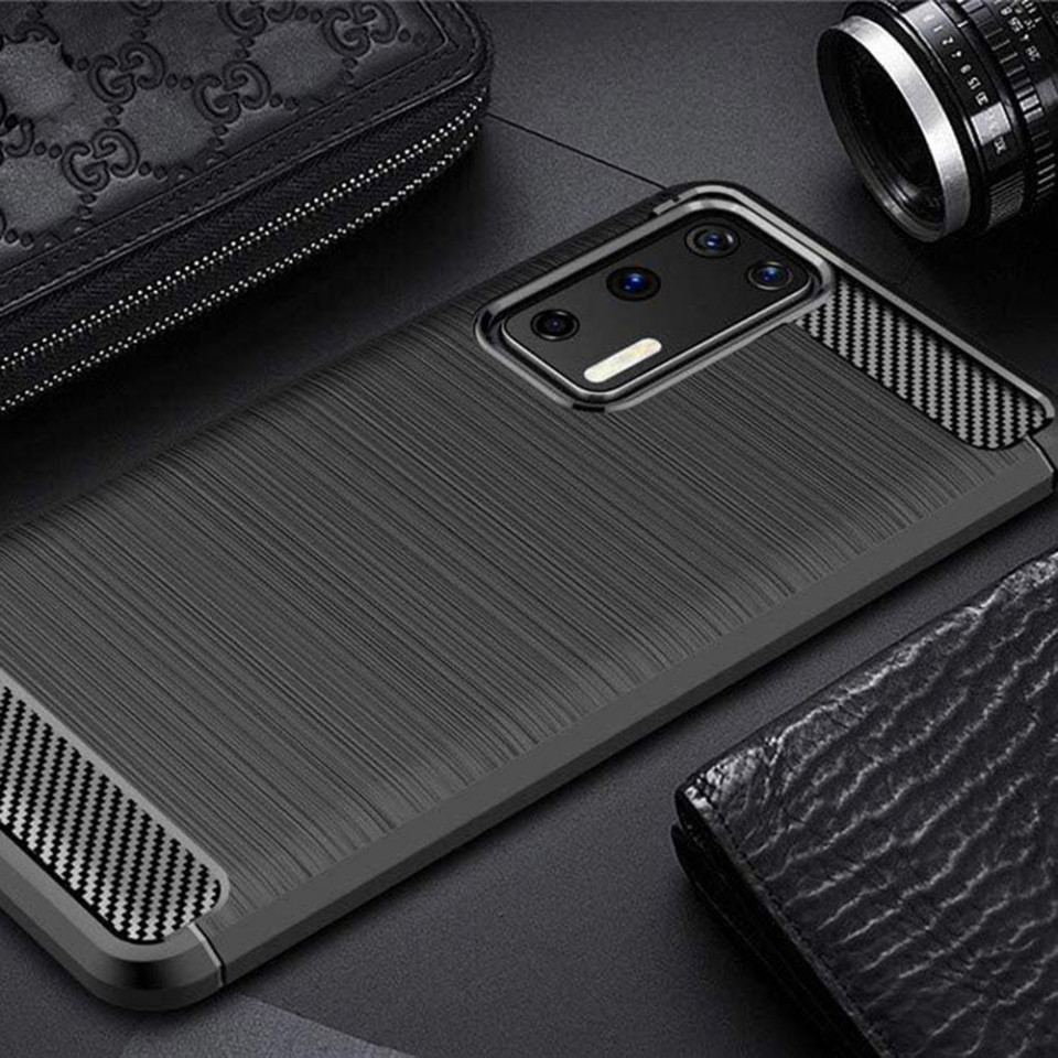 Husa Huawei P40 Pro din silicon, Slim, cu textura Fibra Carbon - Negru - 1 | YEO