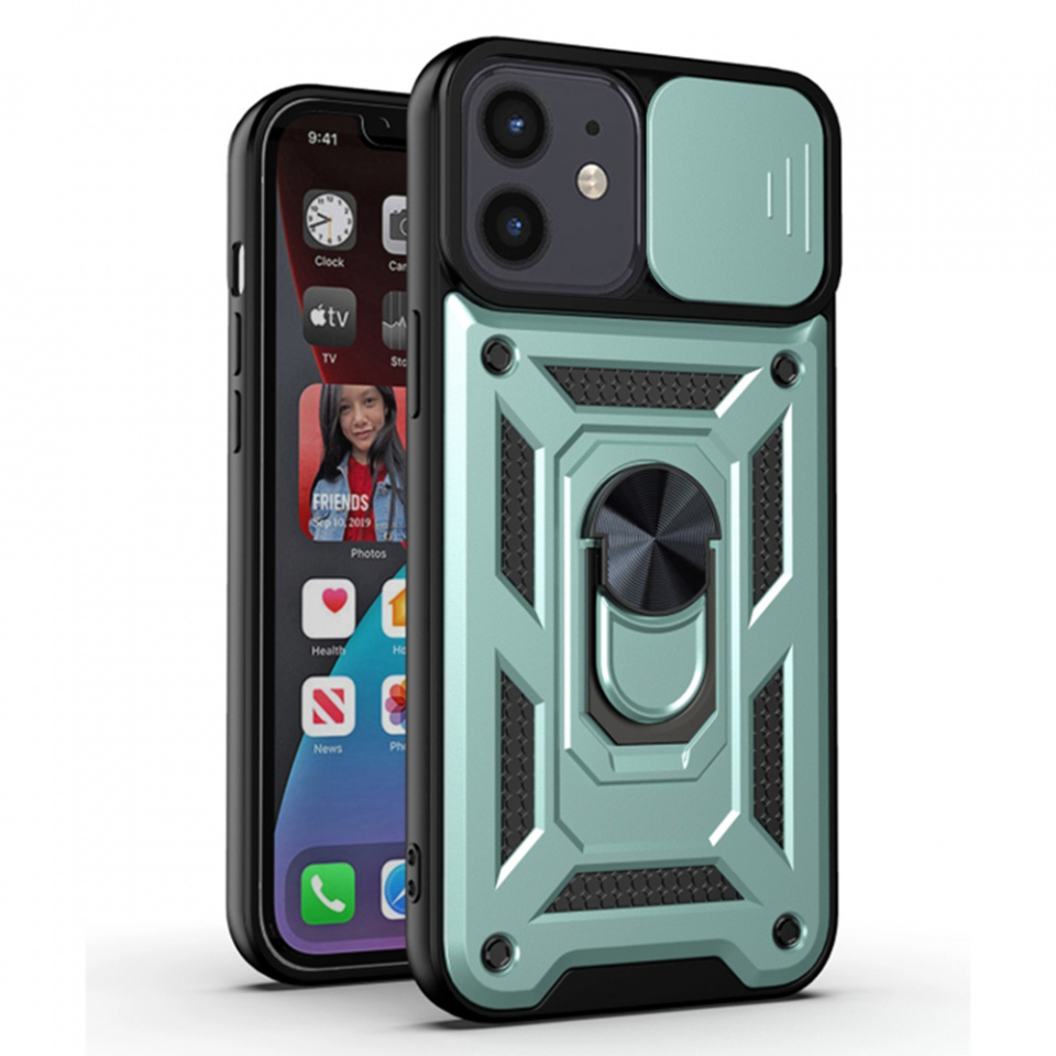 Husa iPhone 12 / 12 Pro cu inel magnetic si protectie camera Skyddar CamShield - Mint