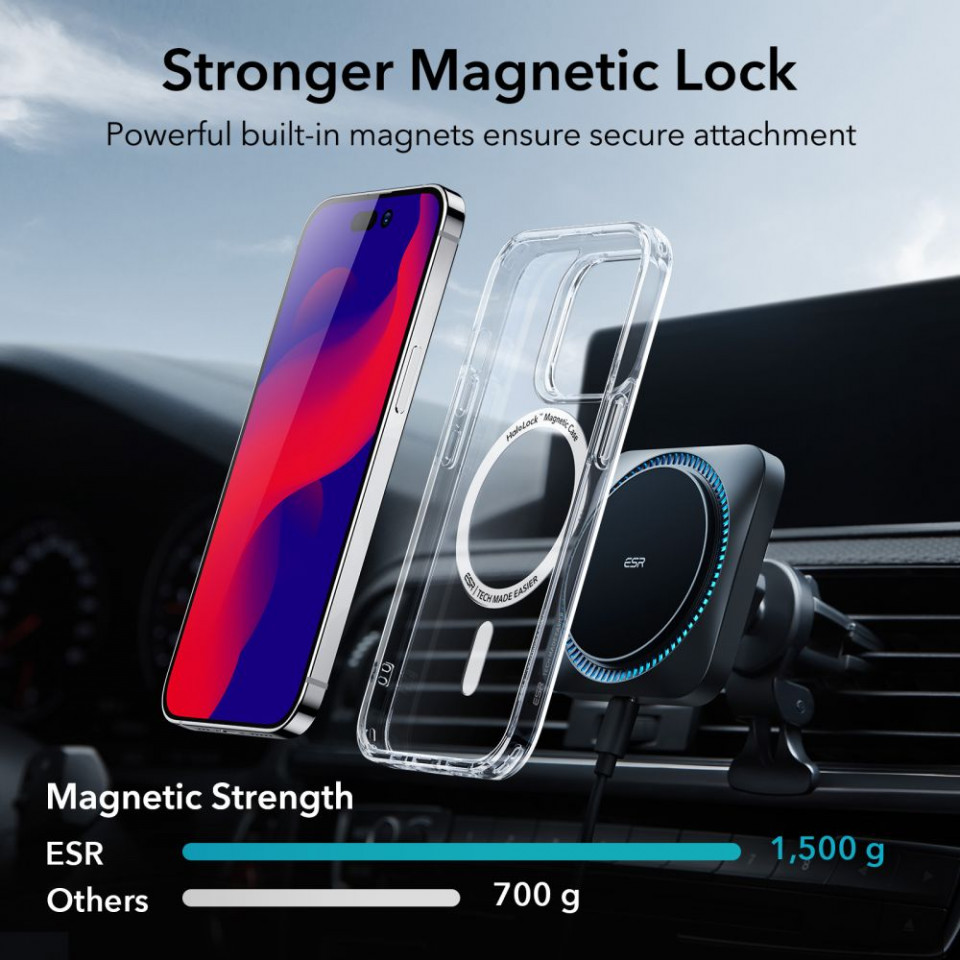 Husa iPhone 14 Pro, ESR Classic Hybrid HaloLock - Transparent - 3 | YEO