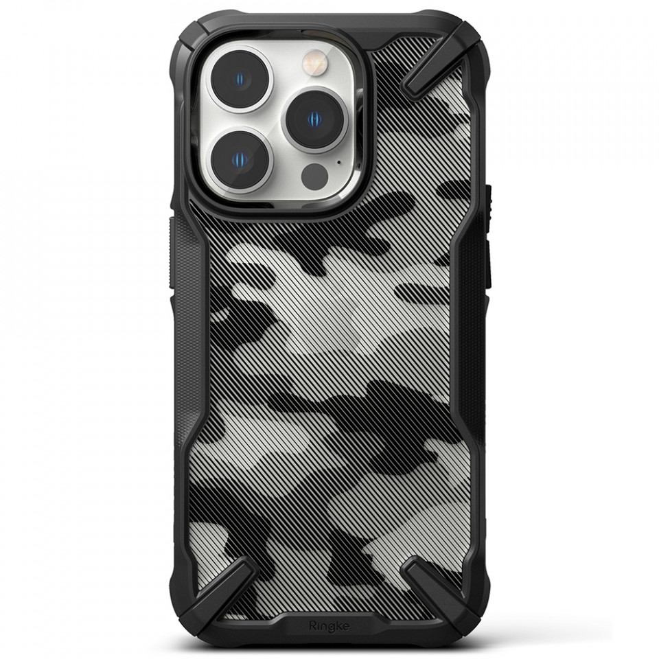 Husa iPhone 14 Pro Ringke Fusion X Design - Camo Negru - 2 | YEO