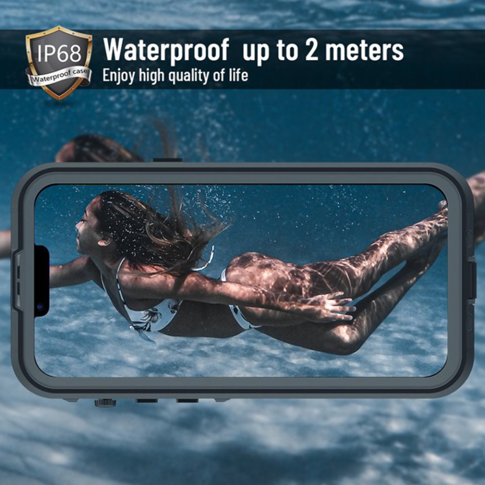 Husa iPhone 14 rezistenta la apa, Waterproof IP68, ShellBox - Negru - 2 | YEO