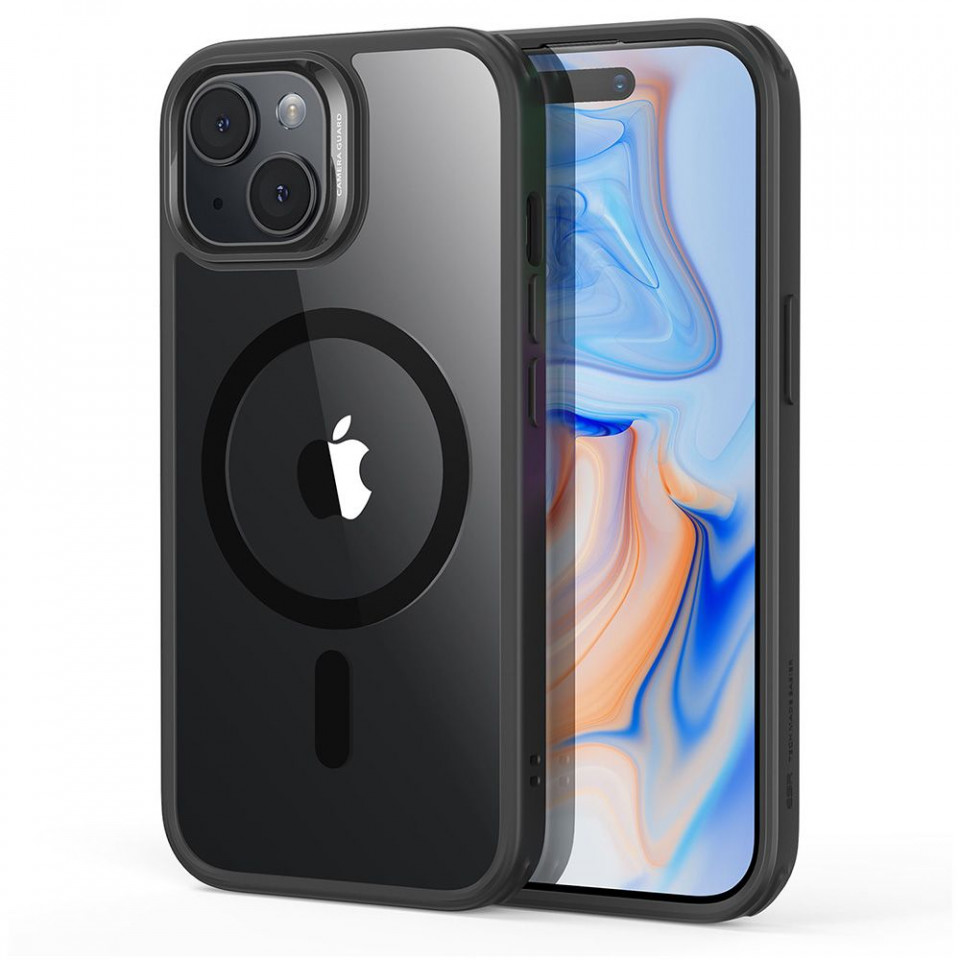 Husa iPhone 15 Plus, ESR Classic Hybrid HaloLock - Negru Transparent - 1 | YEO