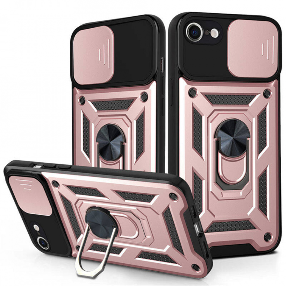 Husa iPhone 6/ 6S cu inel magnetic si protectie camera Skyddar CamShield - Rose Gold
